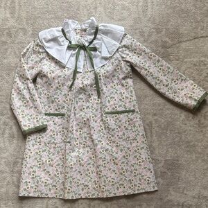 La Coqueta Floral Kids Dress with Green Accents